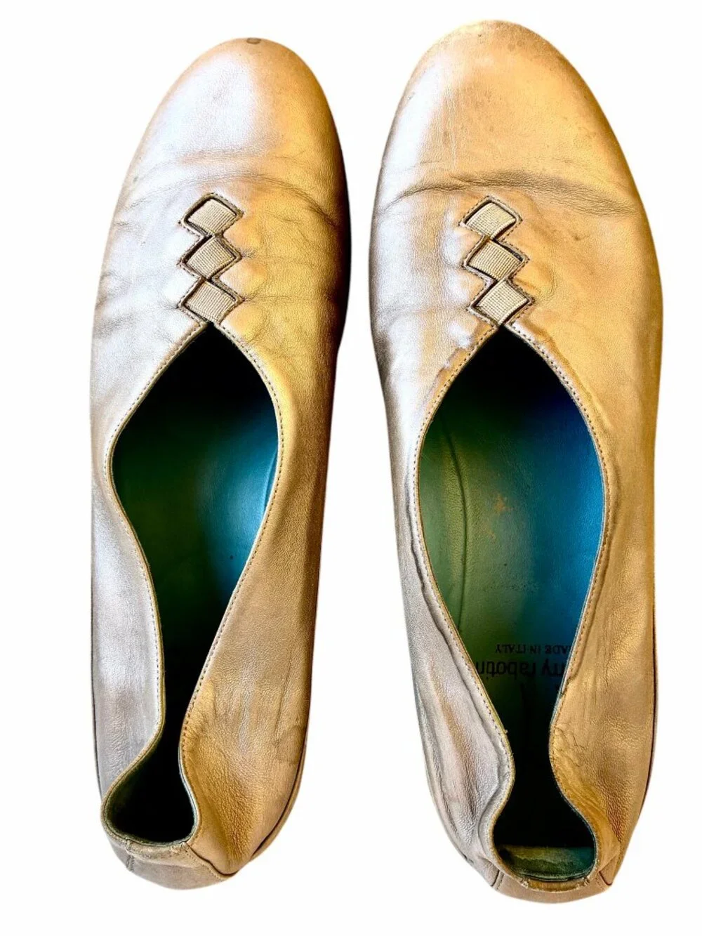 Thierry Rabotin Grace Platinum Gold Metalliic Leather Ballet Flat size 40 9.5